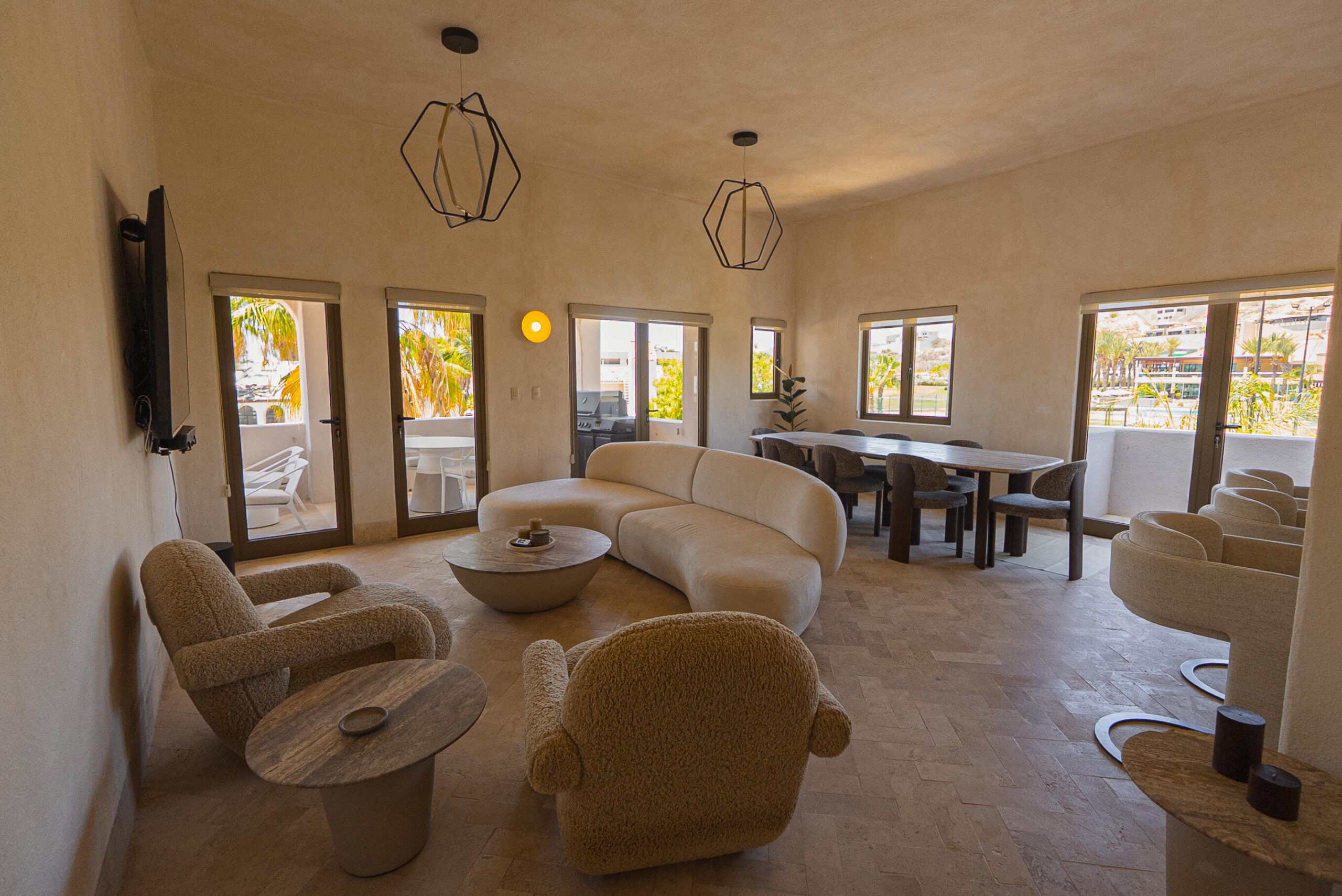 Cabo San Lucas Casa Nima Experience resort-style living in this spacious and beautifully designed 3-bedroom, 3-bathroom residence within the exclusive Casa Nima community. Occupying the entire floor, this unique home offers exceptional privacy with no neighboring units next to you. Mediterranean-inspired architecture, elegant arches, and abundant natural light create a warm and sophisticated atmosphere. The expansive living and dining areas flow seamlessly to a generously sized terrace, perfect for entertaining and outdoor BBQ gatherings. Custom cabinetry throughout is included. Residents enjoy world-class amenities including a fitness center, restaurant, kids club, pet park, pickleball courts, and lush grounds, all thoughtfully designed to deliver the feel and service of a luxury resort. – 3400 P. Finisterra, San Jose del Cabo, BS