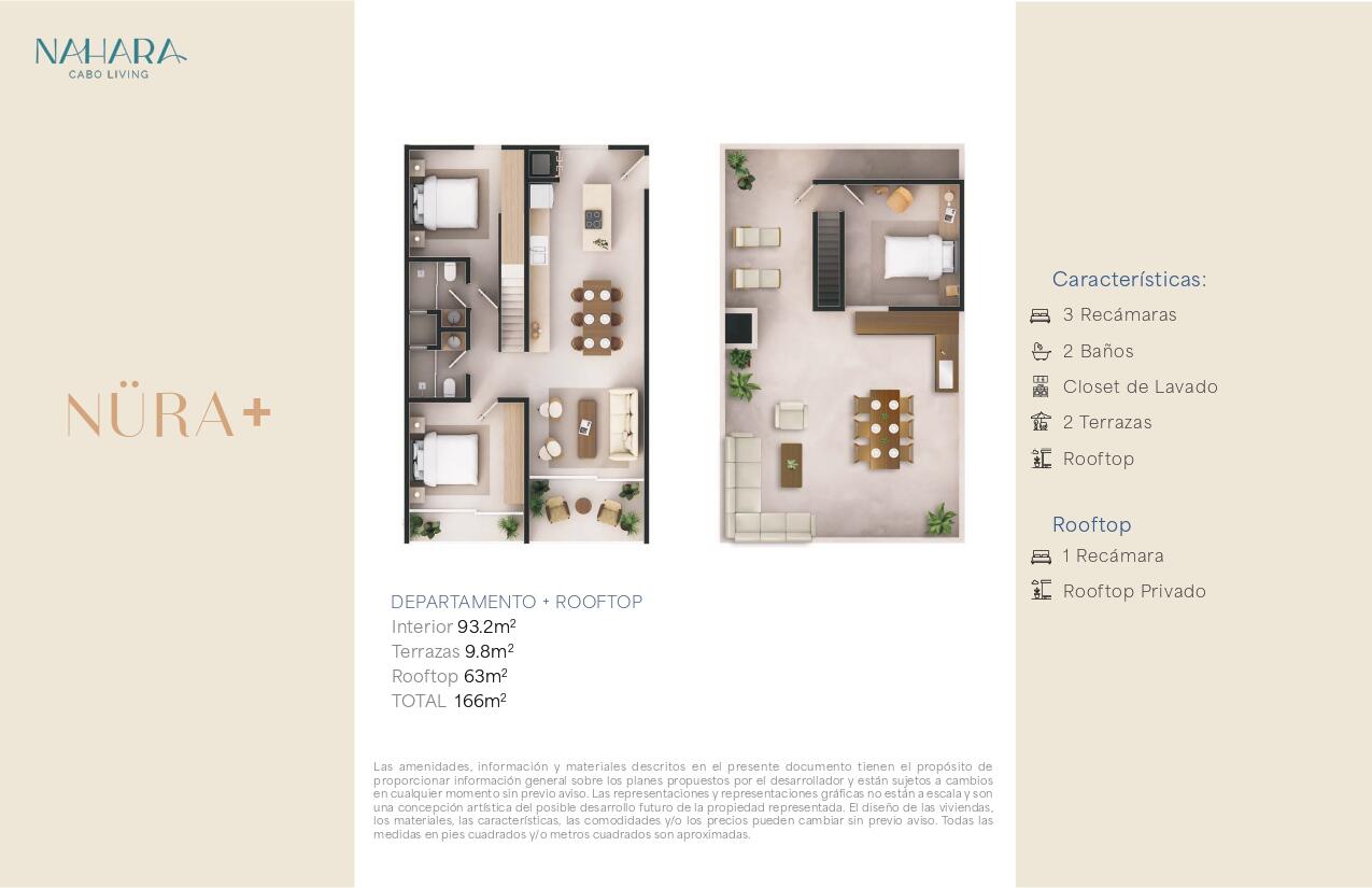 Cabo San Lucas Nahara Cabo Living Penthouse Model - A unique two-level residence designed for comfort, privacy, and seamless indoor-outdoor living. The main level features 2 spacious bedrooms, while a third bedroom is located on the private rooftop, ideal as a guest suite, home office, or retreat. Two expansive terraces flood the interior with natural light and create exceptional spaces for entertaining and relaxation. The development offers elevator access and a commercial area, combining modern convenience with an elevated lifestyle. for sale