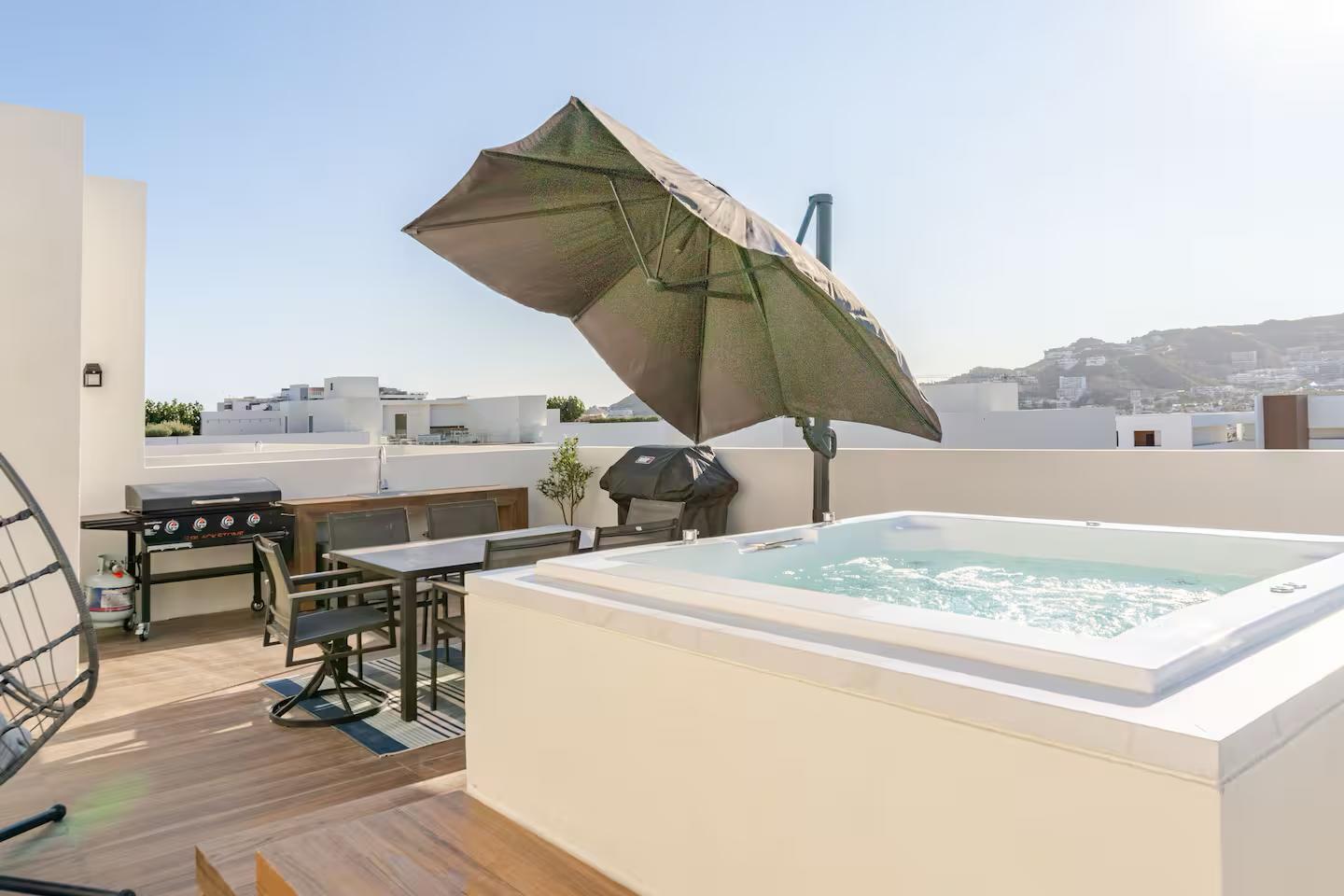 Cabo San Lucas Marea Los Cabos PENTHOUSE with private rooftop and spa jacuzzi to enjoy the evening sunsets. 2 bedroom, 2 bath, fully furnished condo in the heart of downtown Cabo San Lucas. Famous, Medano beach is just a few blocks away and all convinces are at your doorstep. Marea condos has its own gym, pool, picnic area, fire pit and 24 hr security. Everything you need is here in this modern and turn key condo. for sale