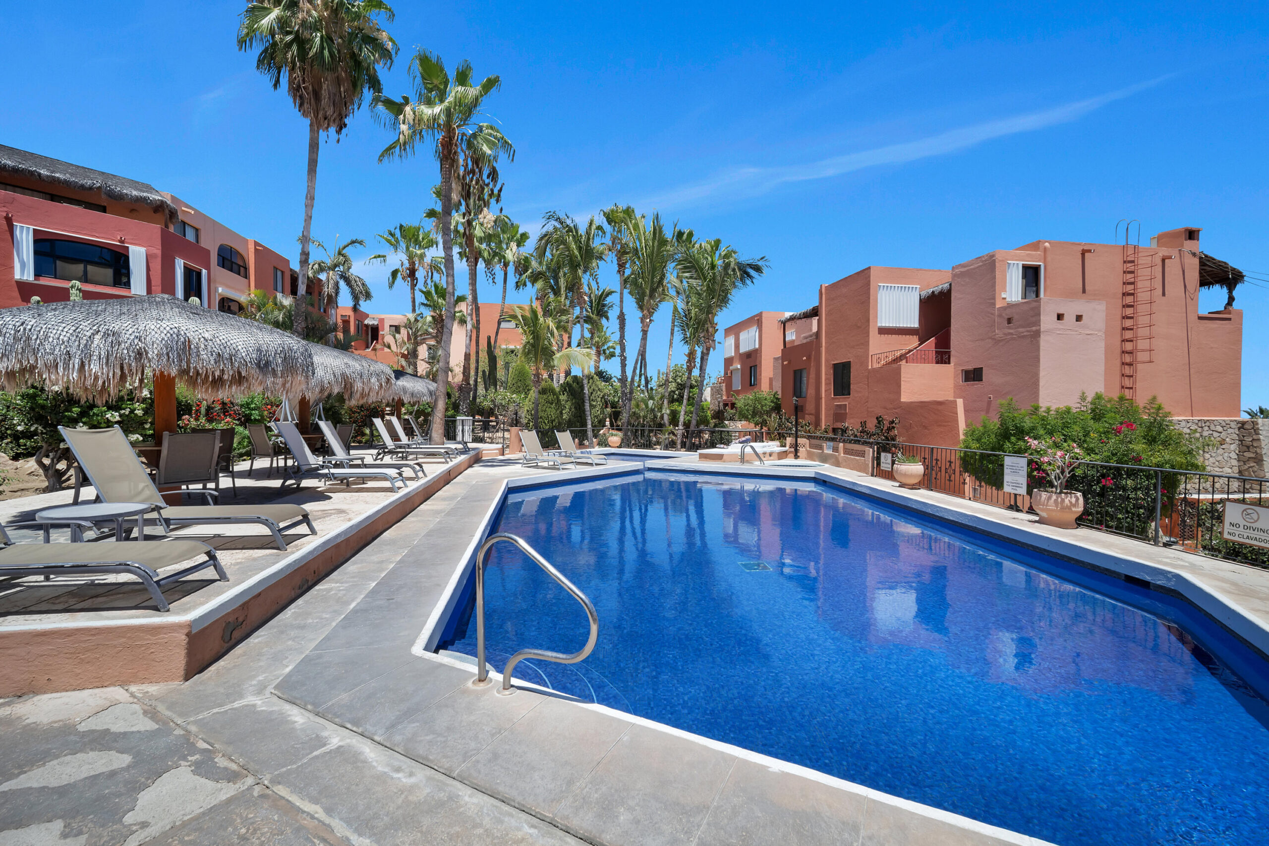 Cabo San Lucas Cabo Bello Plaza Calafia in Cabo Bello is known for its charm, elegance, privacy, and access to one of the only swimmable beaches in Cabo San Lucas. This unique condominium features an open concept layout with 2 spacious bedrooms, each with its own en-suite bathrooms, perfect blend of comfort, privacy and functionality. Perfectly situated between two sparkling swimming pools, for sale