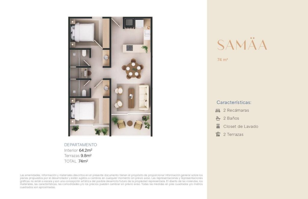 Cabo San Lucas Nahara Cabo Living Comfortable and thoughtfully designed condominium located in the growing El Tezal area, ideal for building equity, generating rental income, or enjoying an exceptional lifestyle in Los Cabos. Offering 74 m² of living space, the residence features two spacious terraces that provide abundant natural light and a bright, open atmosphere.Nahara Cabo Living offers premium amenities, including elevator access, a commercial area, guest house accommodations, swimming pools, a fully equipped fitness center, and paddle and pickleball courts. An outstanding investment opportunity in one of Los Cabos' fastest-growing neighborhoods, combining excellent value, convenience, and long-term appreciation potential. – SAMAA NAHARA CABO LIVING, Cabo Corridor, Cabo Corridor, BS