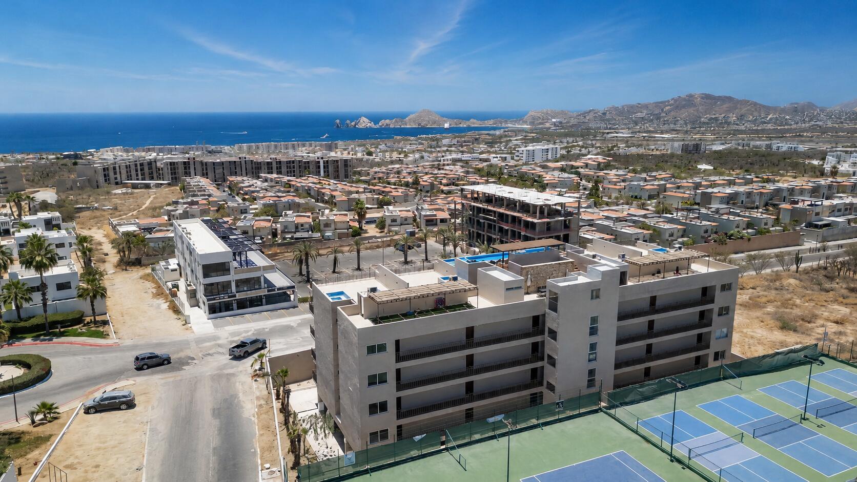 Cabo San Lucas Balena At Balena Los Cabos, everything is within reach -- literally. From the moment you arrive, a seamless journey takes you from underground parking directly to your residence or straight up to the rooftop -- no long walks, no friction. Just effortless living. Inside, 3-bedroom layouts with premium finishes and Smeg appliances set the tone. Spacious, well-designed, and move-in ready. Up top, an infinity pool with sweeping for sale
