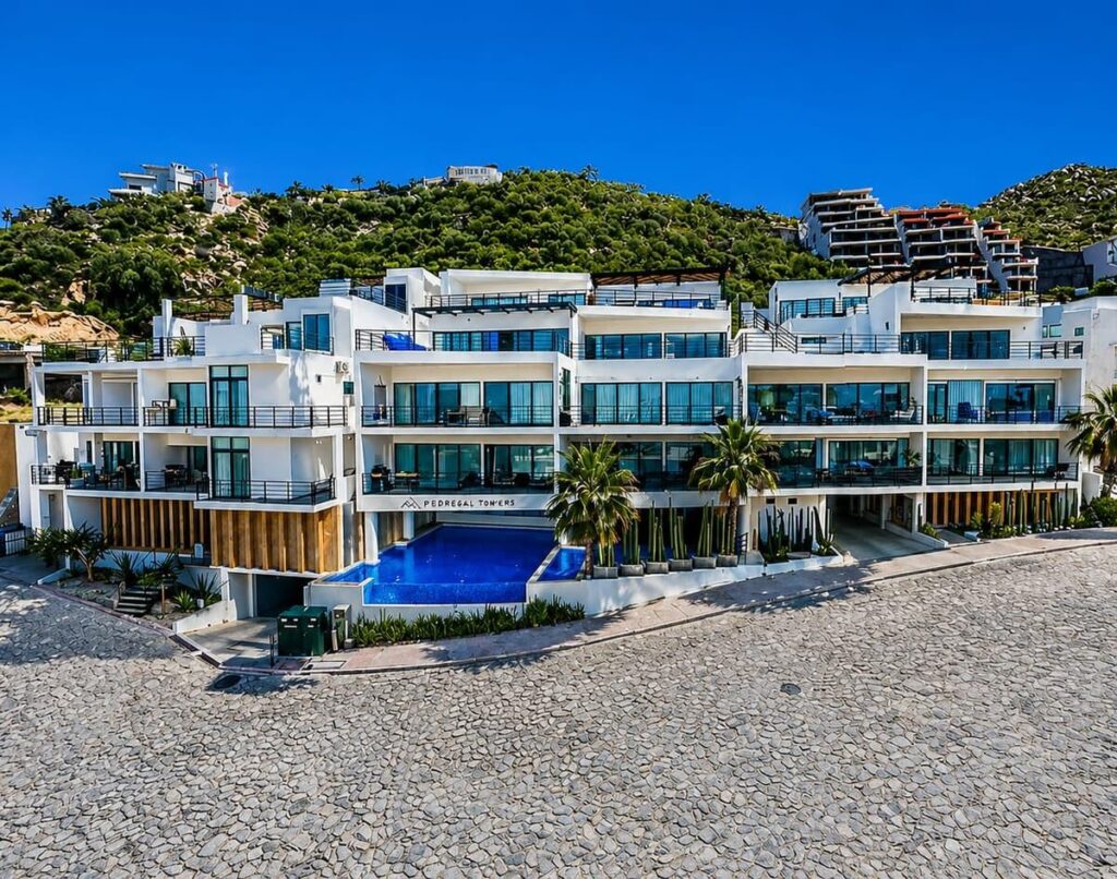 Cabo San Lucas Pedregal Towers Pedregal Towers A03 is a rare 3BR/3BA condo in Cabo San Lucas exclusive Pedregal community, walkable to downtown and the marina. Floor-to-ceiling sliding doors connect the living area to a private terrace with city/mountain – Camino del Colegio, Cabo San Lucas, BS
