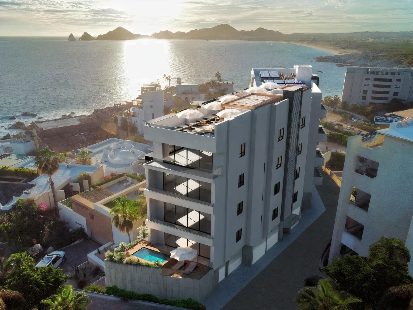 Cabo San Lucas Dunna Welcome to Dunna - A New Standard of Luxury in Cabo. More than a residence, Dunna is a vibrant, fully integrated community where luxury, culture, and recreation converge. Designed by renowned architect Sordo Madaleno, this visionary development seamlessly blends timeless elegance with natural tranquility, offering meticulously crafted residences and garden villas complemented by world-class amenities. Elevated Living, Unmatched Experiences Choose from 13 thoughtfully designed floor plans from 2 - 5 bedrooms ranging from 1,475 - 6,458 sq. ft., featuring seamless indoor-outdoor living, elegant finishes, private rooftops, Jacuzzis, and lush garden terraces.Resort-Style Amenities Enjoy unparalleled amenities, including:" Infinity pools (Adults-only, Family, Kids & Oasis)" State-of-the-art wellness & fitness center" Luxury spa (sauna, steam, ice baths, massage suites)" Exclusive rooftop lounges & panoramic for sale