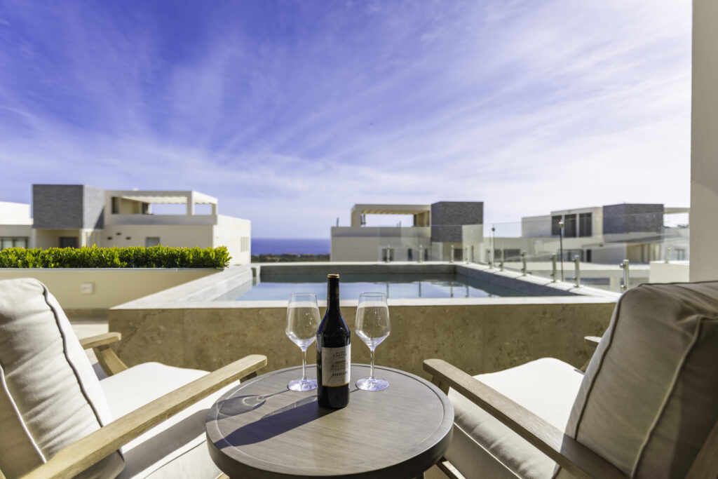 Cabo San Lucas Cabo Costa Welcome to Cabo Costa, one of Cabo San Lucas' newest residential communities, where modern architecture meets the natural beauty of Baja. This beautifully appointed ground-floor residence features two spacious en-suite bedrooms, a private terrace, and a dipping pool. Finished in warm, neutral tones, the home offers a timeless design that is both elegant and inviting. Residents enjoy resort-style amenities including a clubhouse, infinity pool, fitness center, sundeck, and business space. Contact me today for more information or to schedule a private tour. – Via La Paloma, Cabo Corridor, BS