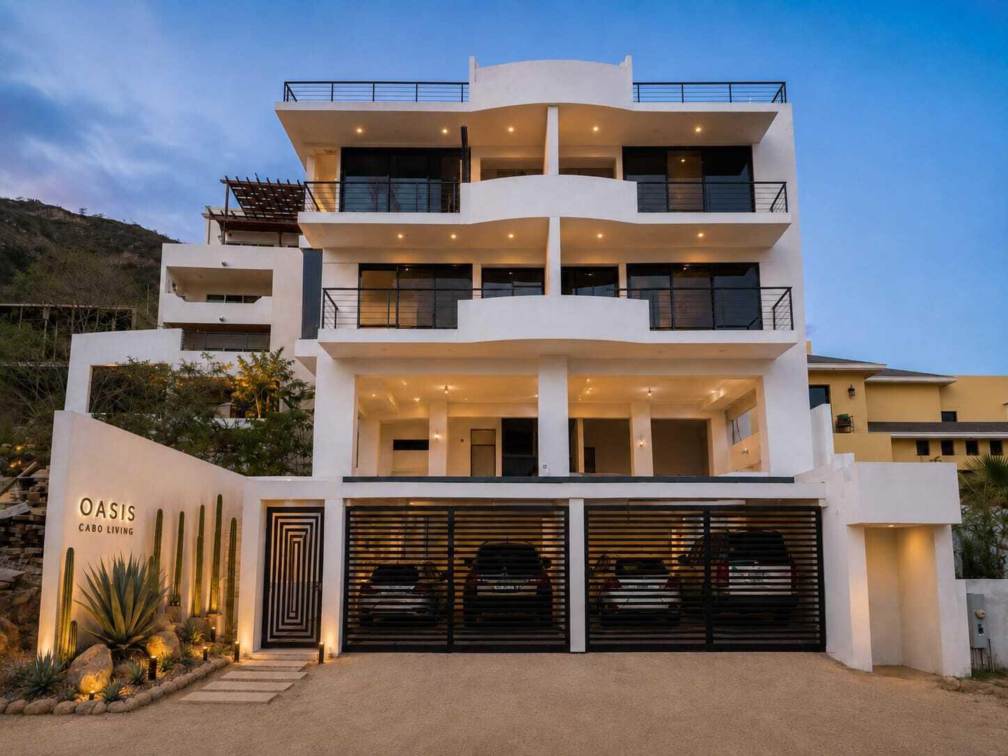 Cabo San Lucas Lomas Del Faro Welcome to Oasis Cabo Living, an upscale boutique community inspired by the natural beauty and relaxed lifestyle of Baja. Located in a sought-after residential neighborhood adjacent to Pedregal, you're just a minute's walk or drive to the marina, Medano Beach, restaurants, shopping, and Cabo's vibrant nightlife.This beautifully designed 2-bedroom, 2-bath residence offers 1,259 sq. ft. (117 m²) of contemporary living space with 9-foot ceilings and expansive floor-to-ceiling retractable glass doors that create seamless indoor-outdoor living. The open-concept floor plan flows onto a spacious private terrace with sweeping ocean and city – 2568 Don Alberto, Cabo San Lucas, BS